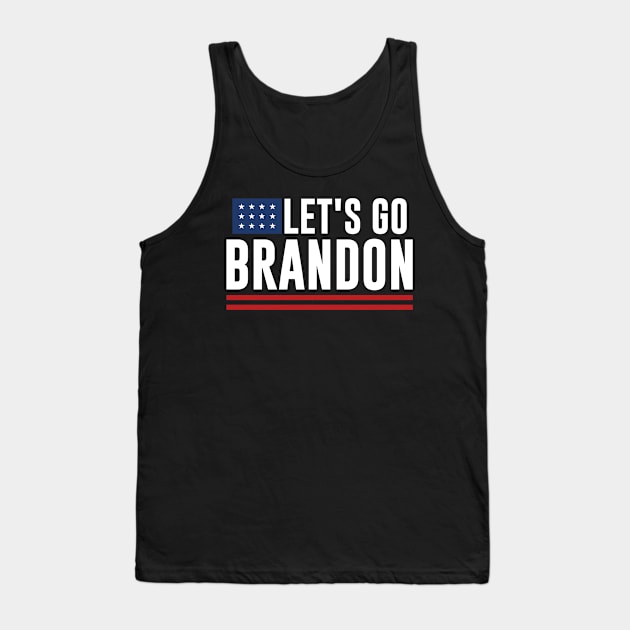 Funny Let's Go Brandon! Meme Retro Vintage American Flag Tank Top by wonderws